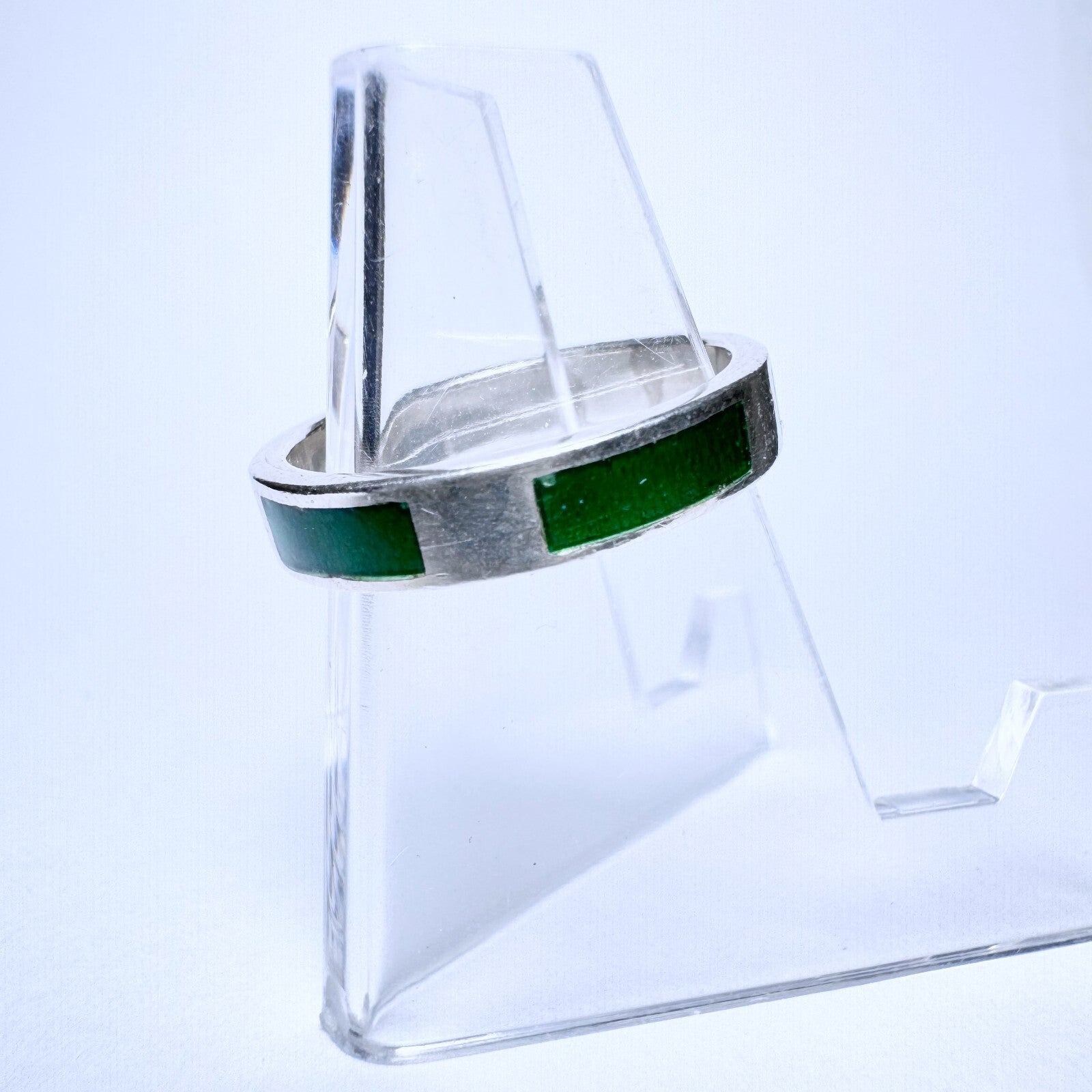 Ring 125er Silber Größe 55 mit grüner Emaille 3,60g4