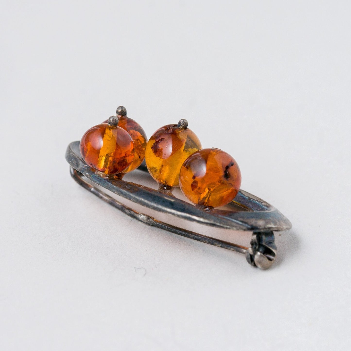 Brosche 925 Silber Bernstein 3,5 cm 5,9 g2