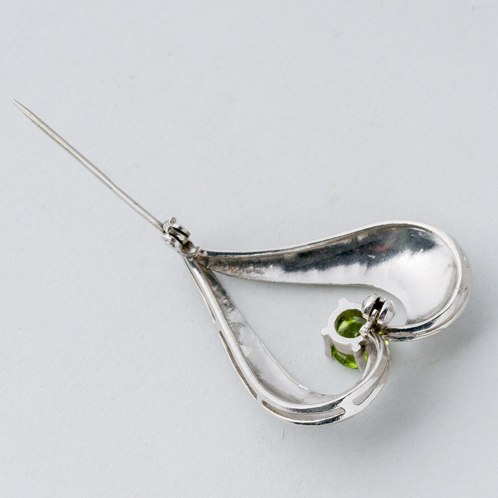 Silber Brosche Spange 925 Herz Grüner Stein 7,17 g4