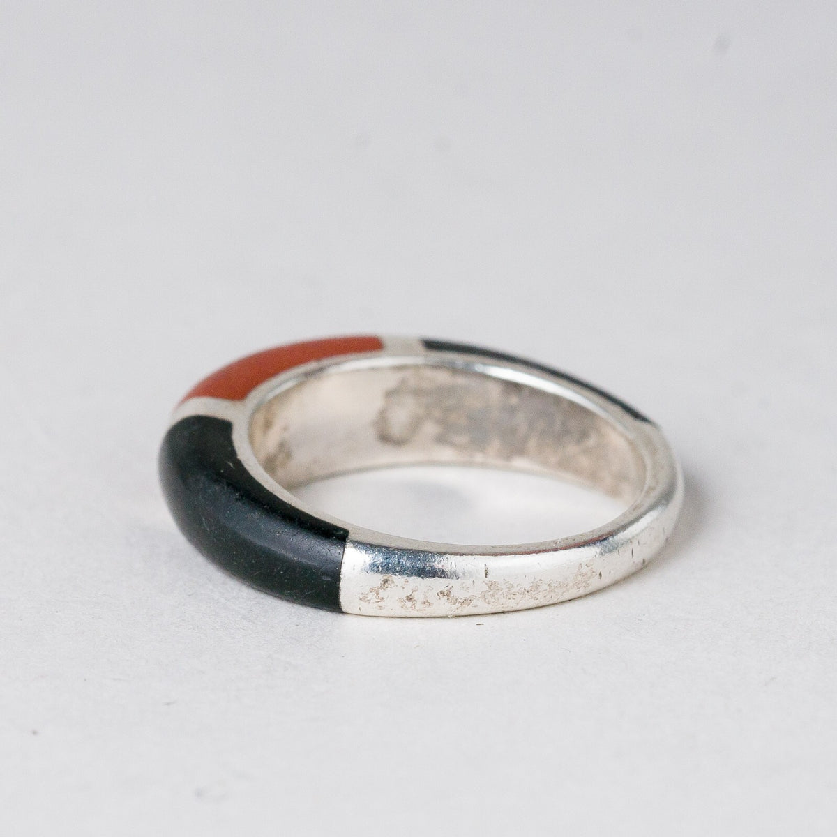 Silber Ring 925 Rot, Schwarz Größe 50 (15,9 mm Ø) 2,87 g2