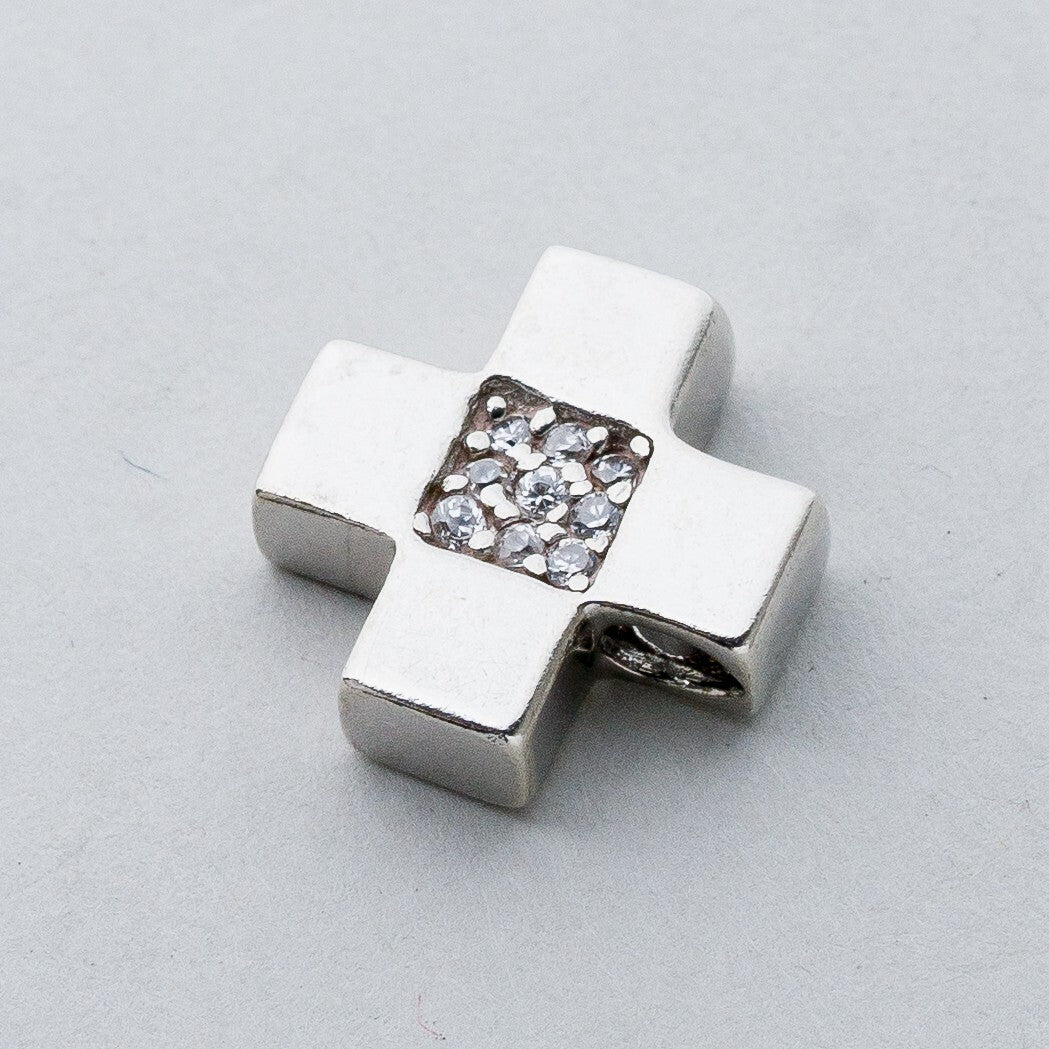 Silber Anhänger Kettenanhänger 925 Kreuz Weiße Steine 2,7 g1