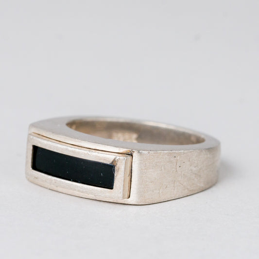 Ring Schwarzer Stein 8,78 g 925er Silber Größe 50 (15,9 mm Ø)0