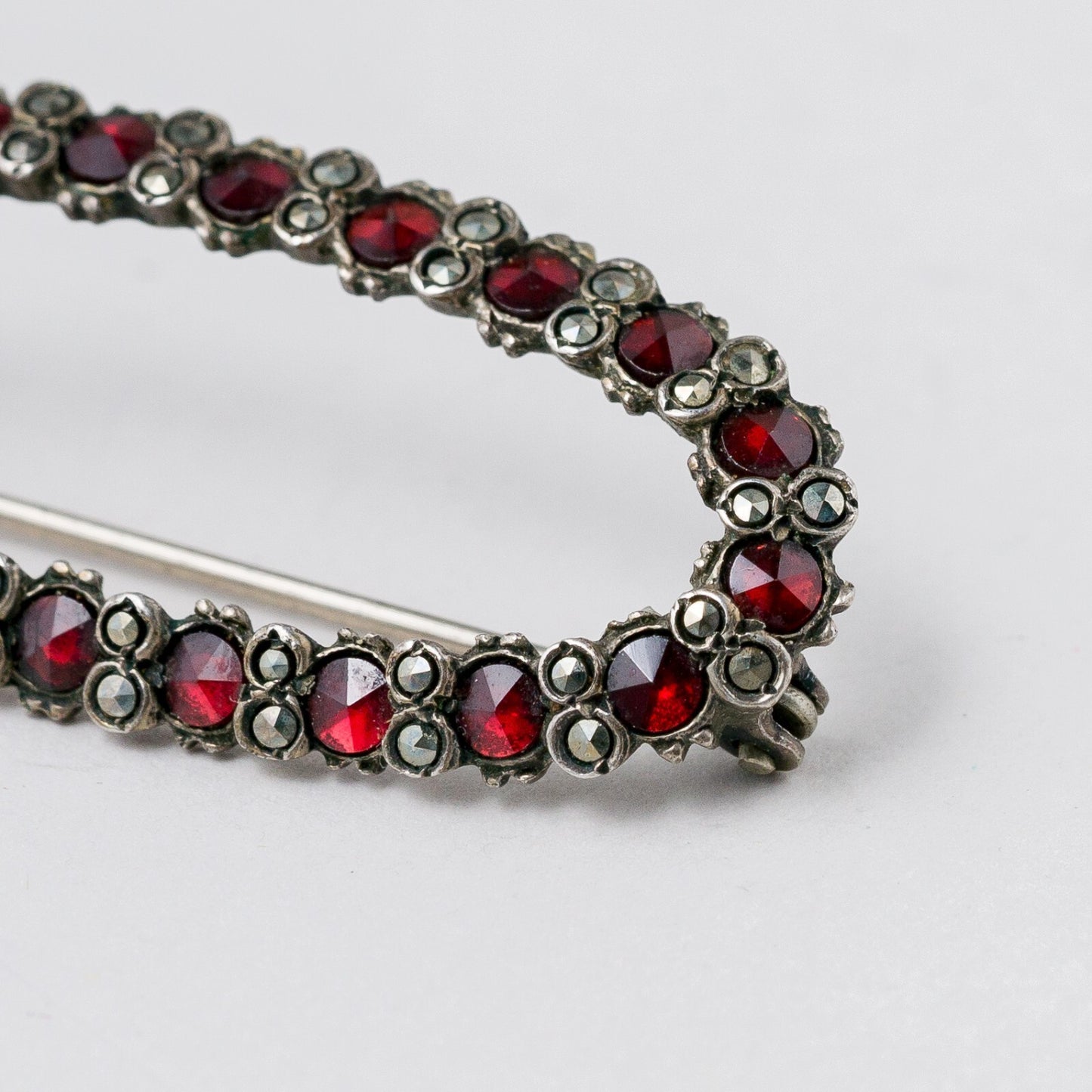 Silber Brosche 830 Rote Steine 4,5 cm 5,92 g2