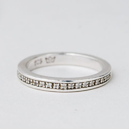 Silber Ring 925 Weißer Stein Größe 56 (17,8 mm Ø) 3,56 g0