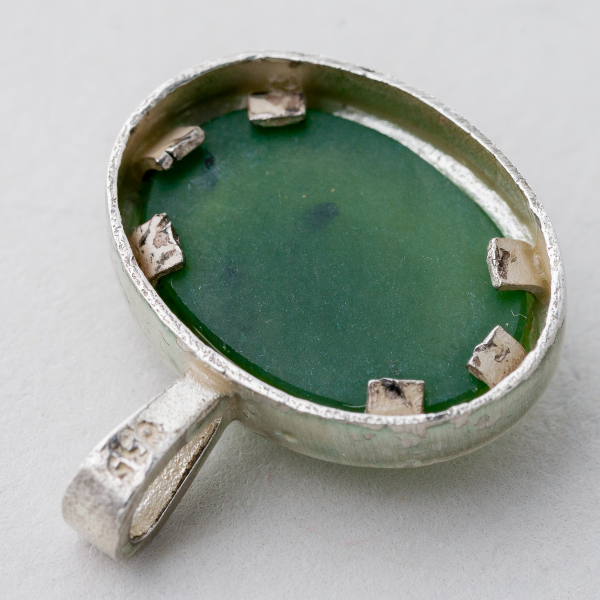 Anhänger Grüner Stein 835er Silber 2,44 g 1,9 cm3