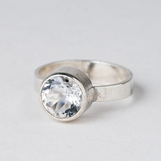 Silber Ring 925 Weißer Stein Größe 53 (16,8 mm Ø) 2,95 g0