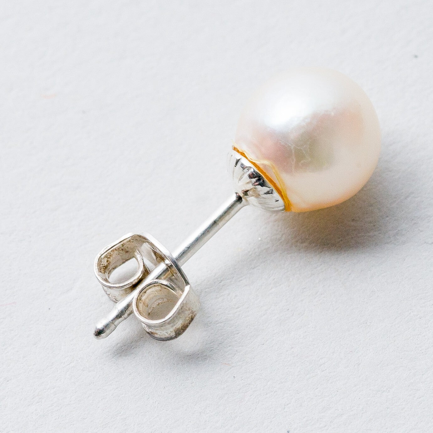 Einzelner Ohrring Ohrstecker Silber Perle 0,76 g3
