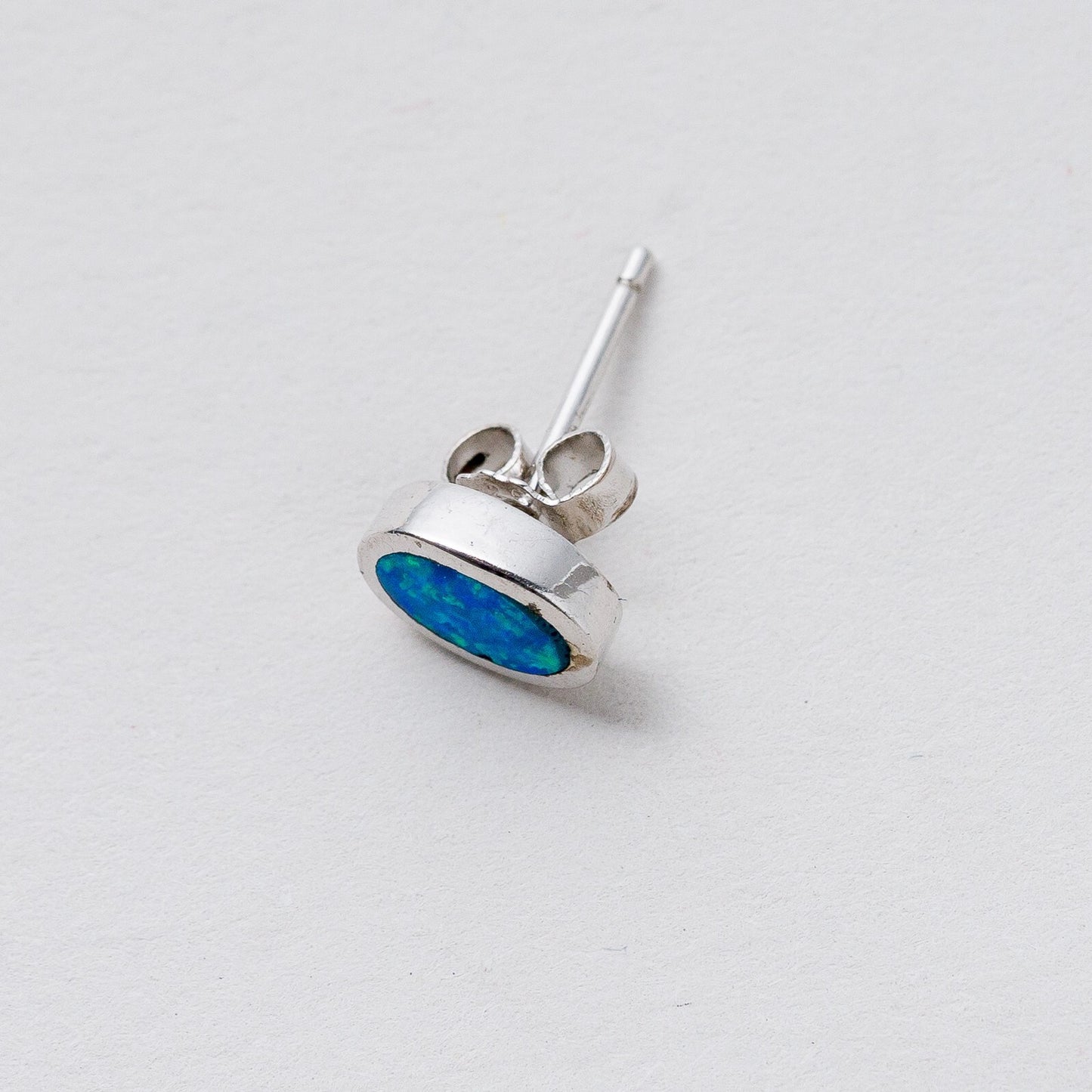 Einzelner Ohrring Ohrstecker 925 Silber Opal 0,65 g6