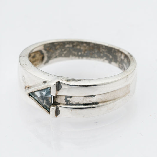 Silberring Blauer Stein 925er Silber 3,96 g Größe 56 (17,8 mm Ø)0