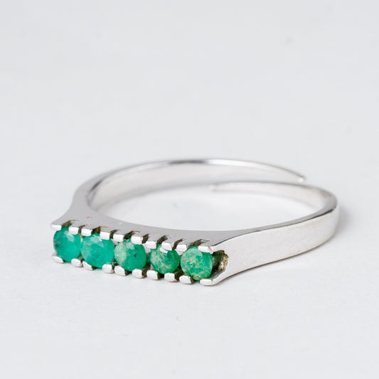 Silber Ring 835 Grüne Steine Größe flexibel ca. 58 2,49 g0