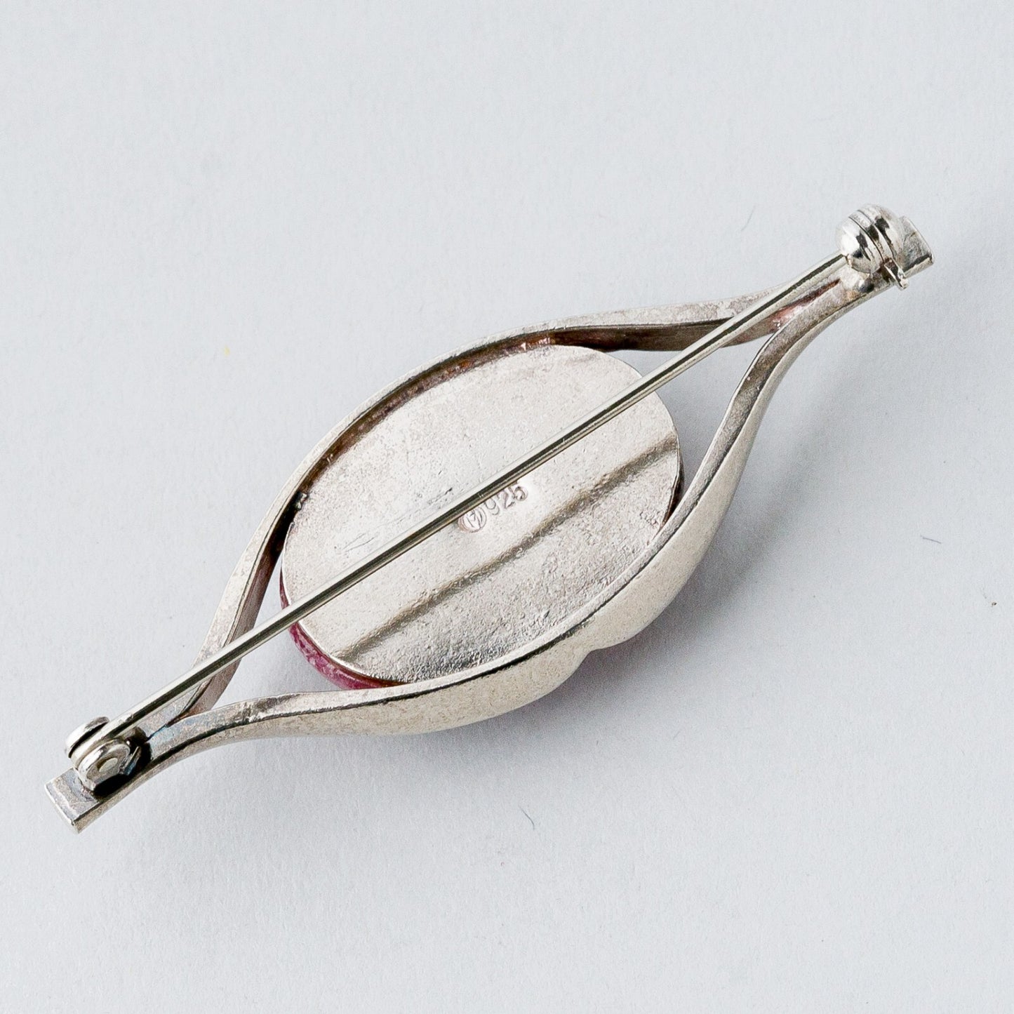Silber Brosche Spange 925 Roter Stein 13,31 g5