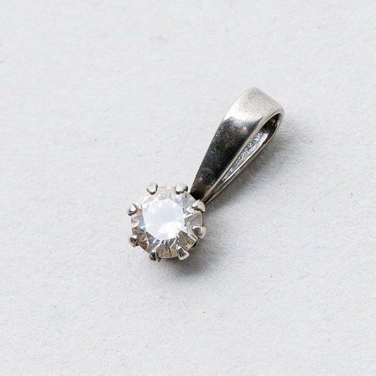 Silber Anhänger Kettenanhänger 835 Weißer Stein 1 cm 0,29 g0