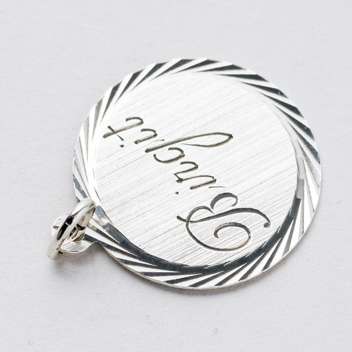 Anhänger 835 Silber Namensschild "Brigitte" 2,6 cm 1,75 g2