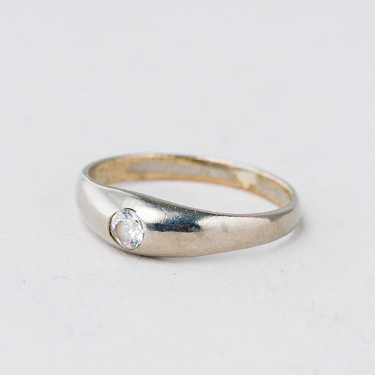 Ring Silber Weißer Stein Größe 52 (16,5 mm Ø) 1,43 g0