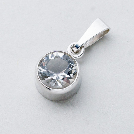 Silber Anhänger Kettenanhänger 925 Weißer Stein 2,16 g0