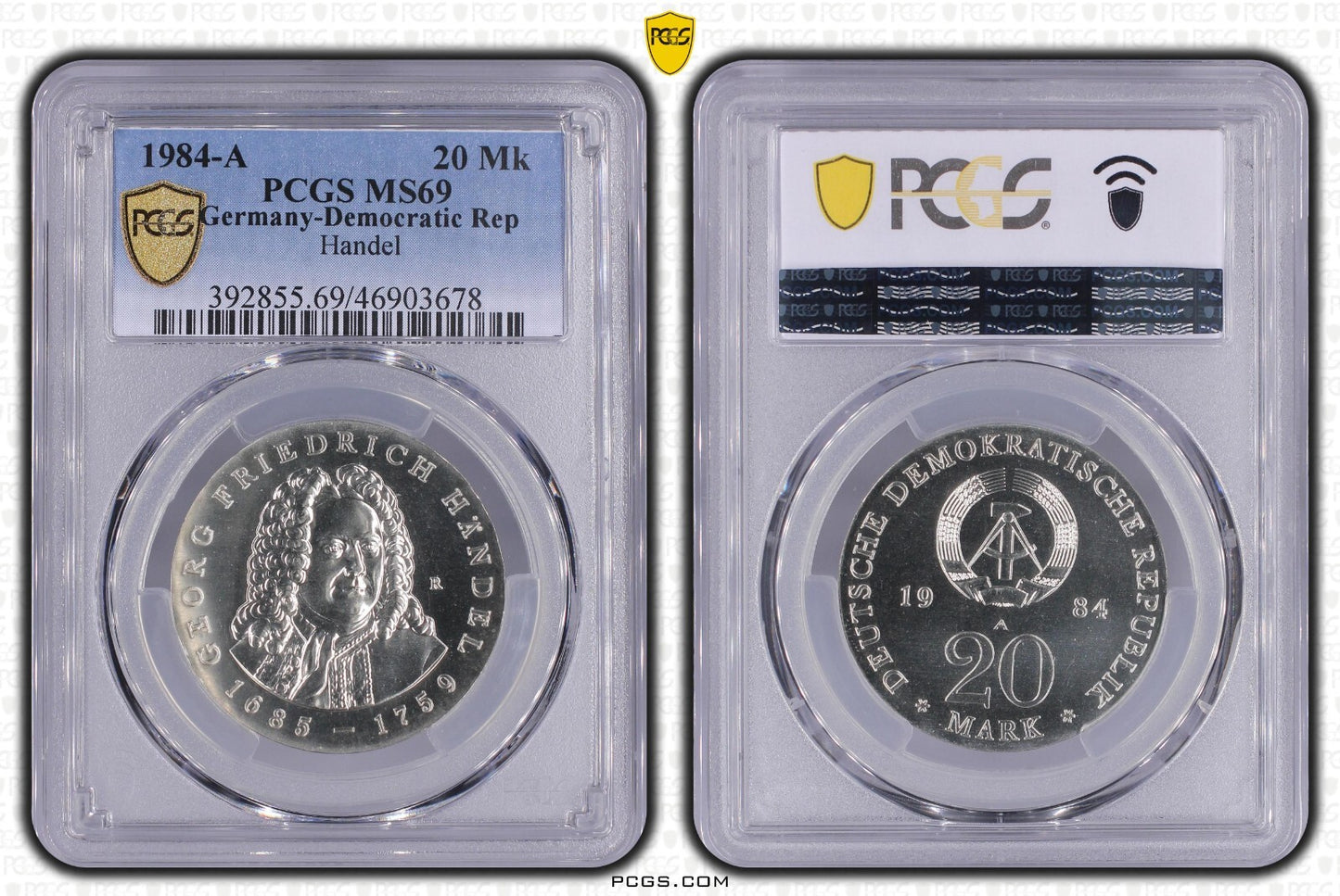 20 Mark DDR 1984 A Händel PCGS MS69 Top Pop 40