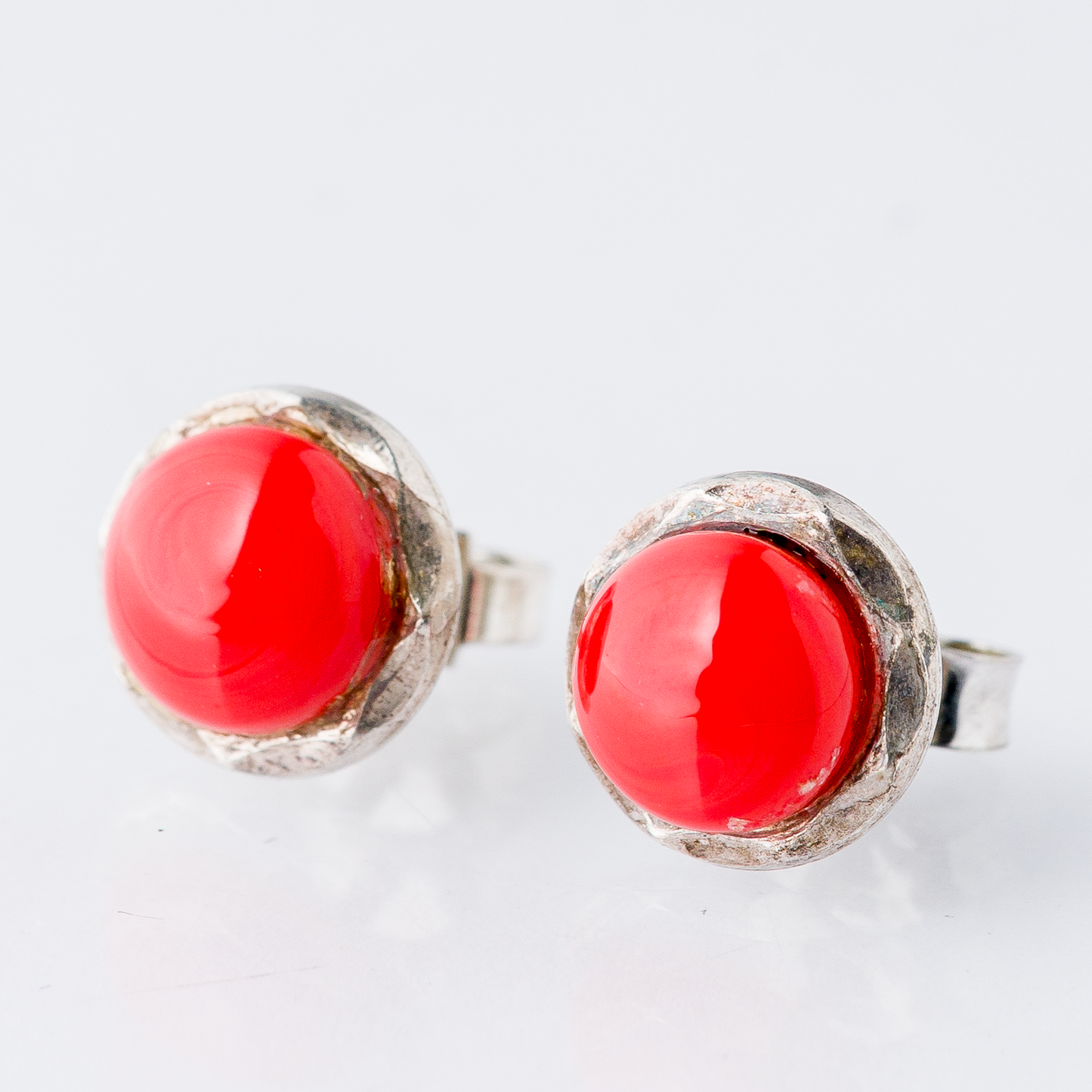Ohrringe Ohrstecker Rote Steine Silber 2,46 g0