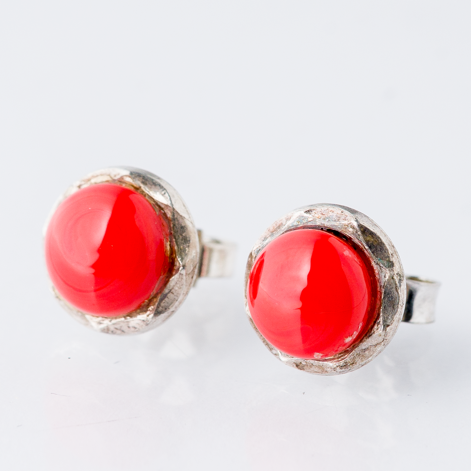 Ohrringe Ohrstecker Rote Steine Silber 2,46 g0