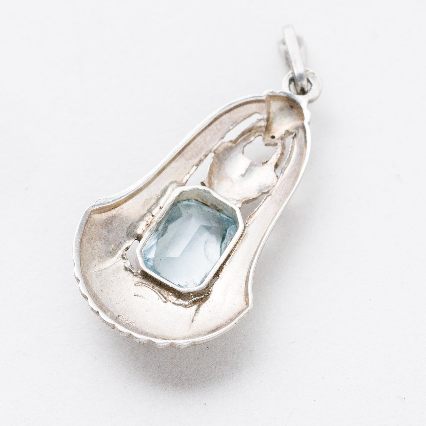 Anhänger 835 Silber Blauer Stein 4,2 cm 4,26 g3