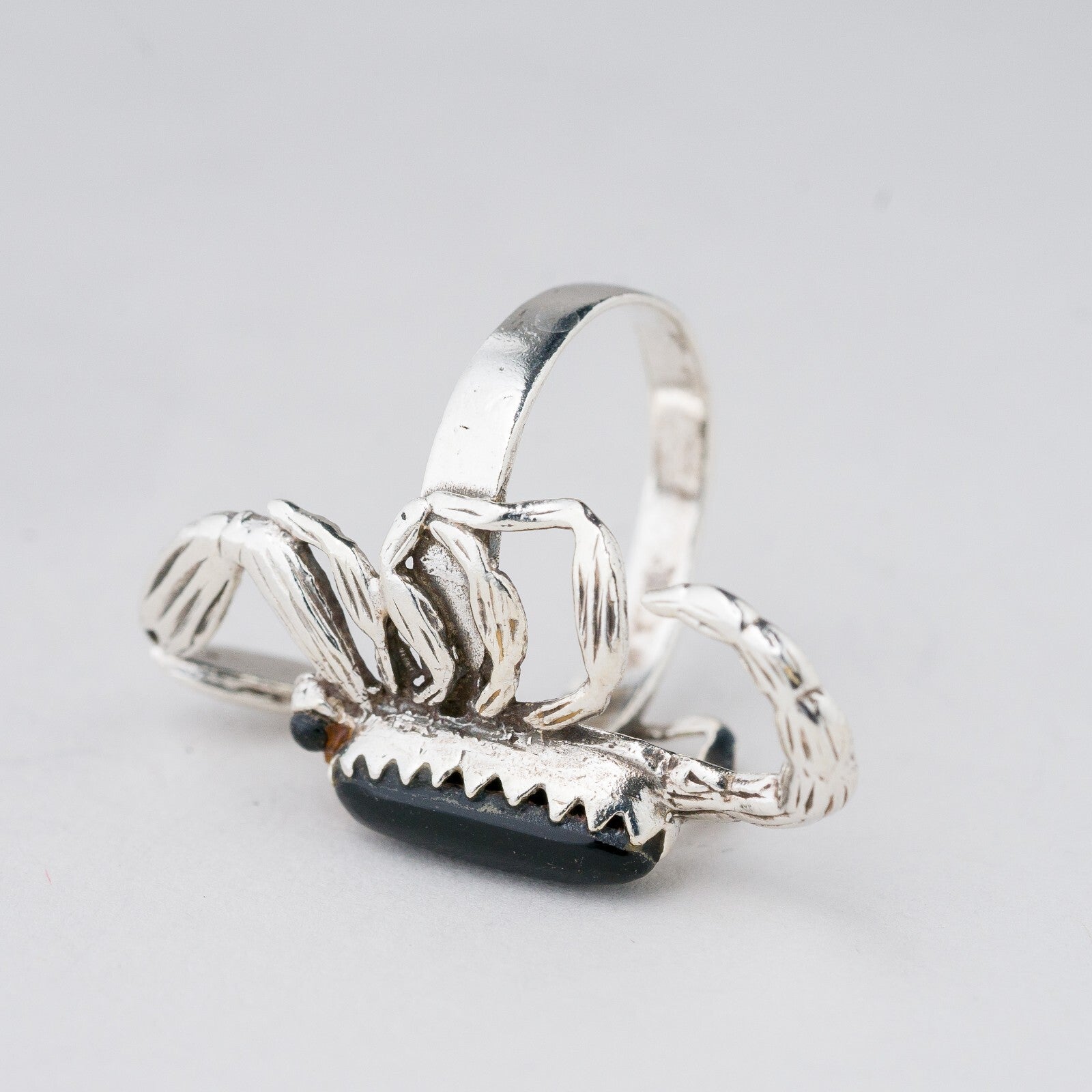 Ring Silber Skorpion Schwarze Steine Größe 58 (18,4 mm Ø) 6,48 g5