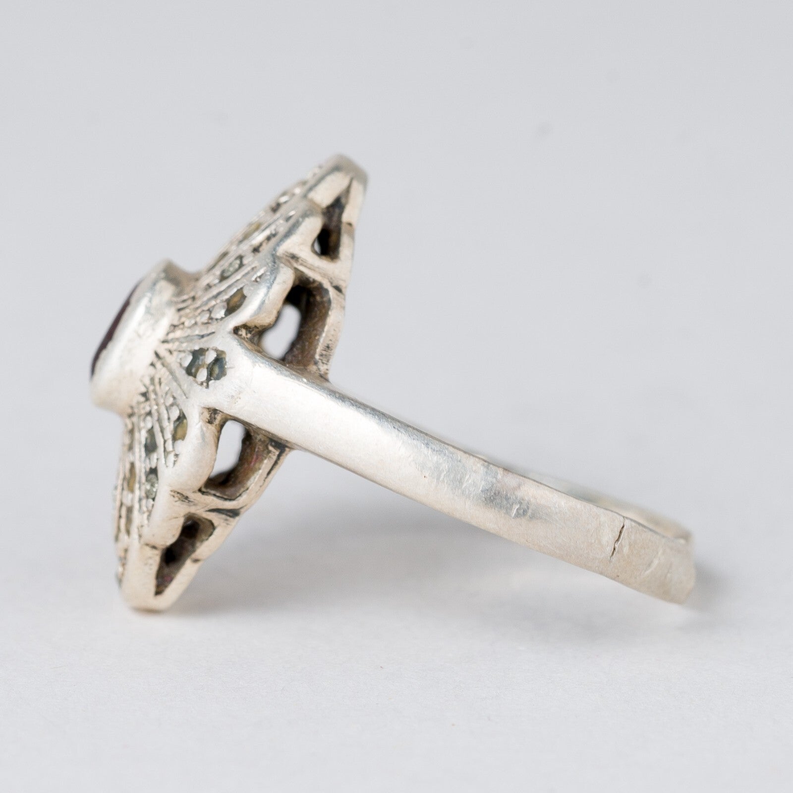 Ring Roter Stein 4,66 g Silber Größe flexibel ca. 574