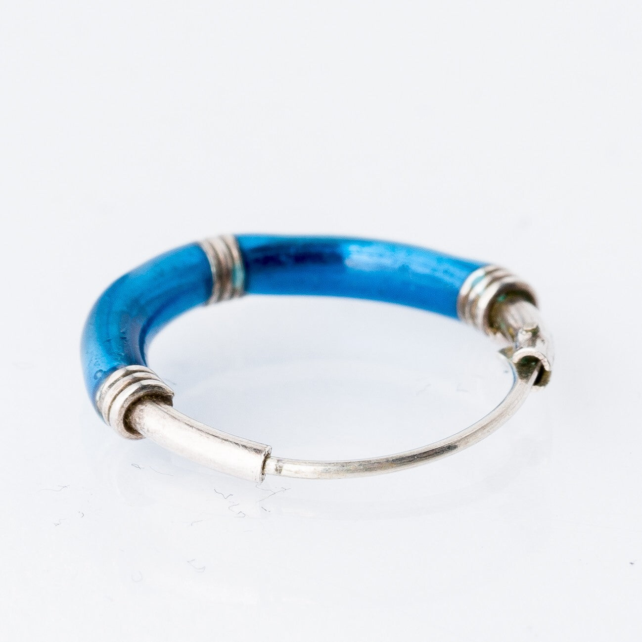Einzelner Ohrring Creole Blau Silber 0,39 g1