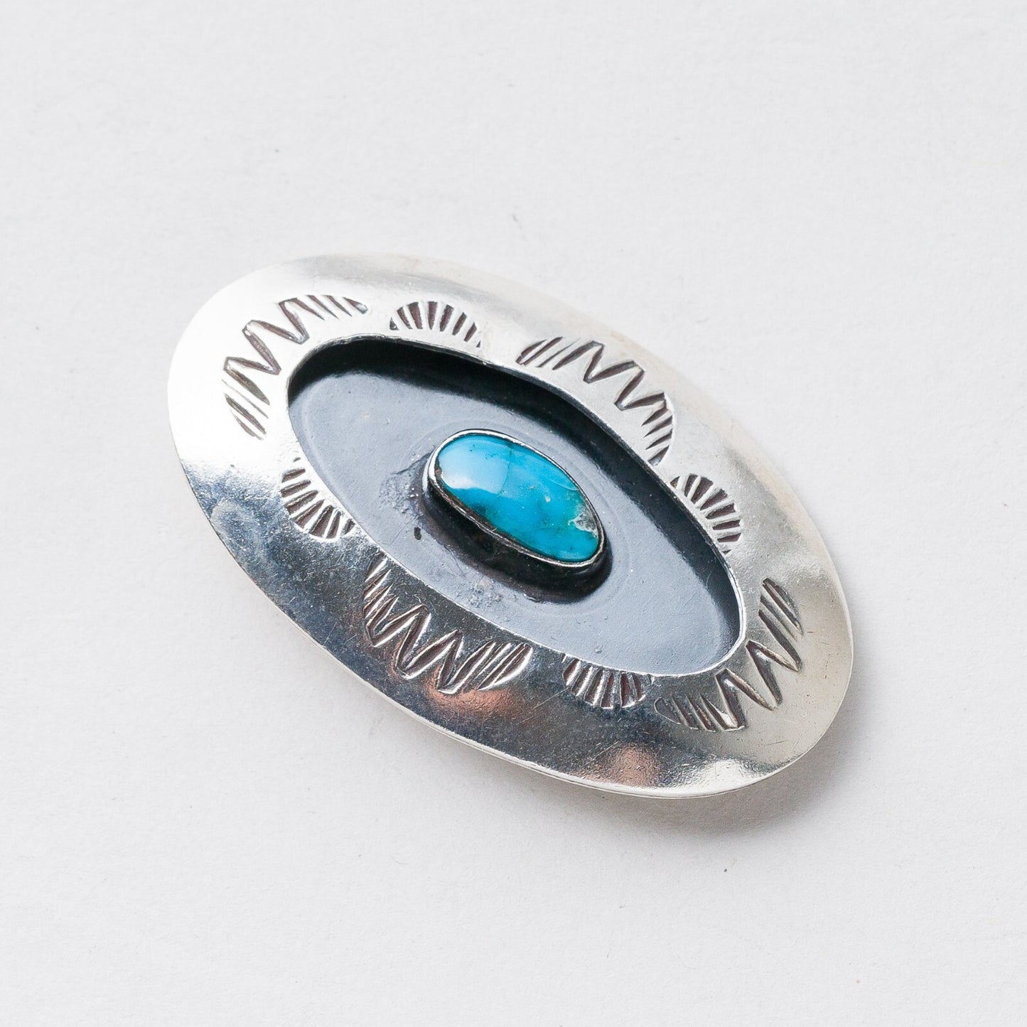 Brosche Silber Türkis 4,3 cm 8,62 g0
