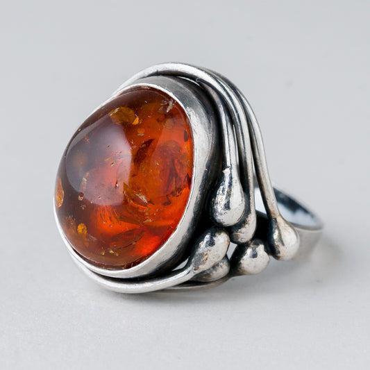 Silber Ring 925 Bernstein Größe 61 (19,4 mm Ø) 8,89 g0