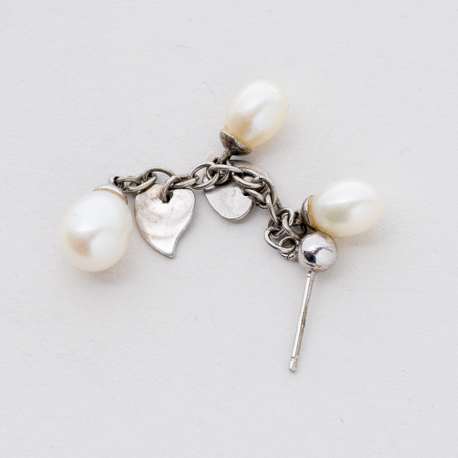 Einzelner Ohrring Hängeohrring Silber Perle 2,77 g5