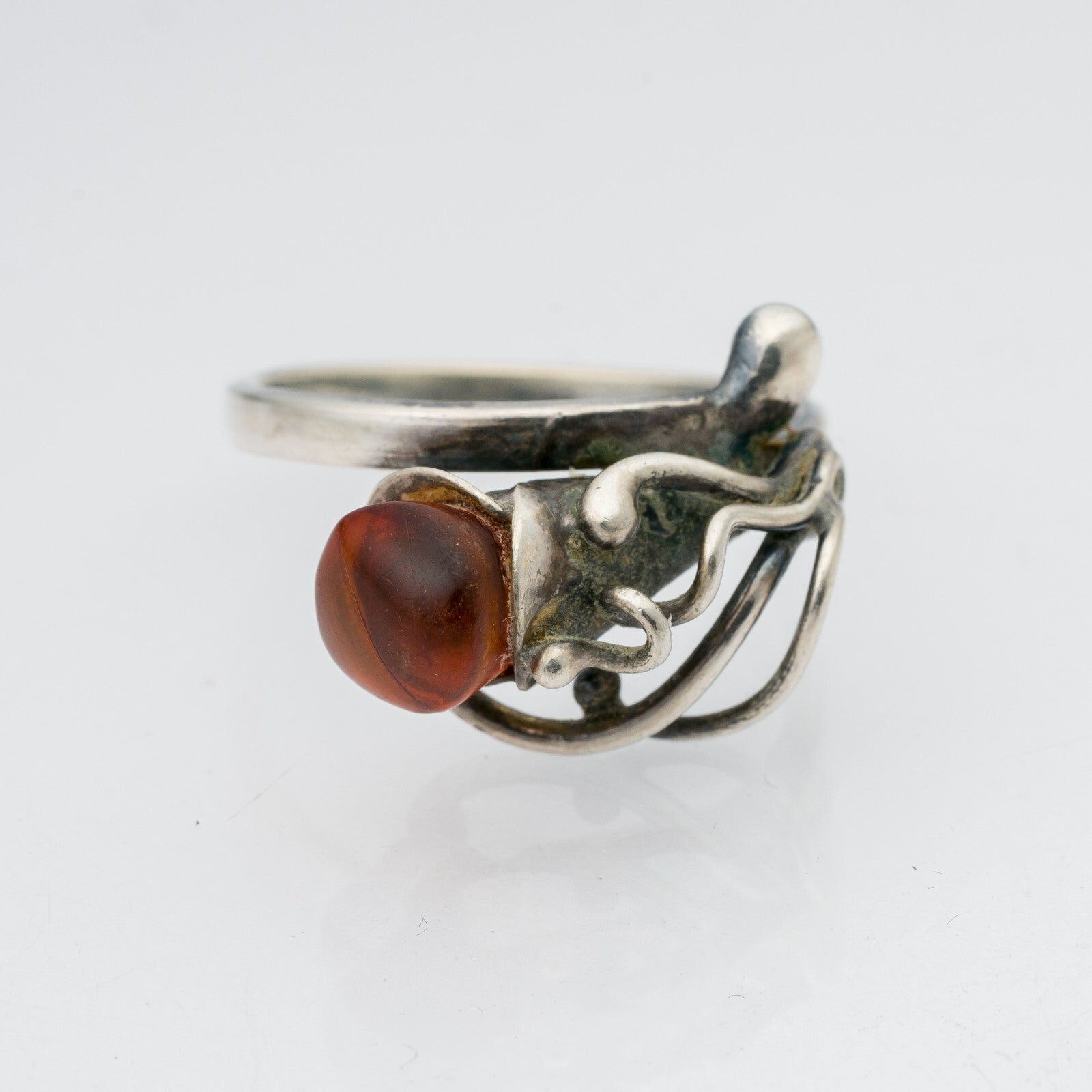 Silberring Oranger Stein 3,44 g Größe 55 (17,5 mm Ø)2