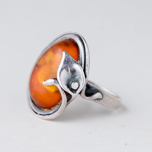 Ring Bernstein 7,37 g 925er Silber Größe 53 (16,8 mm Ø)0