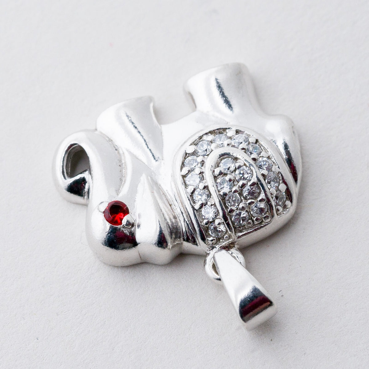 Anhänger Silber 925 Elefant Weiße und Rote Steine 2,3 cm 4,26 g1