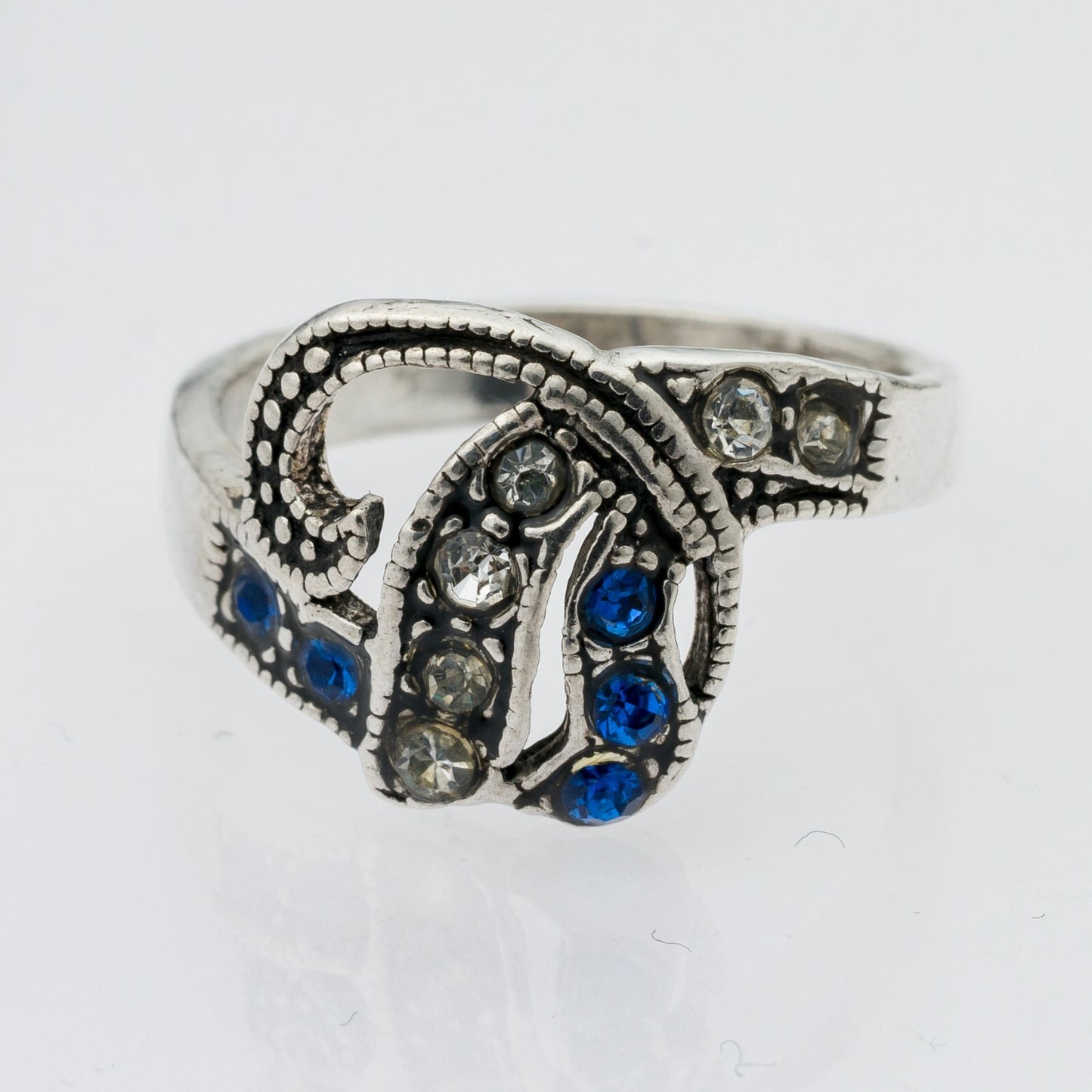 Silberring Blaue und Weiße Steine 925er Silber 3,5 g Größe 56 (17,8 mm Ø)2