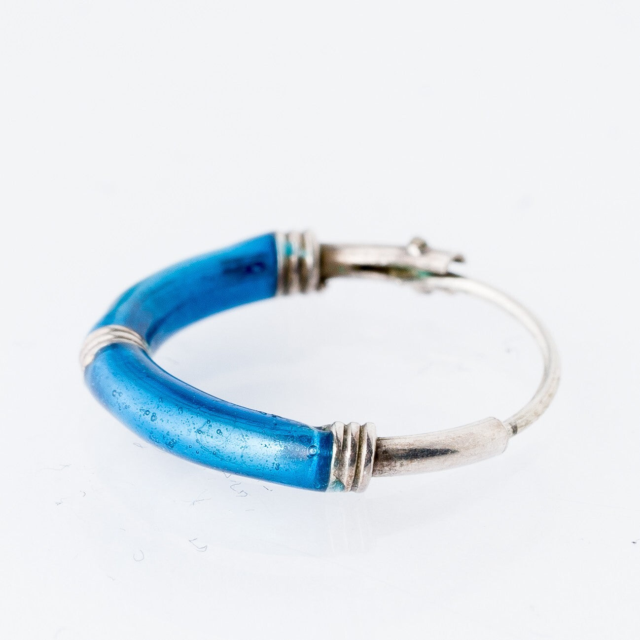 Einzelner Ohrring Creole Blau Silber 0,39 g2