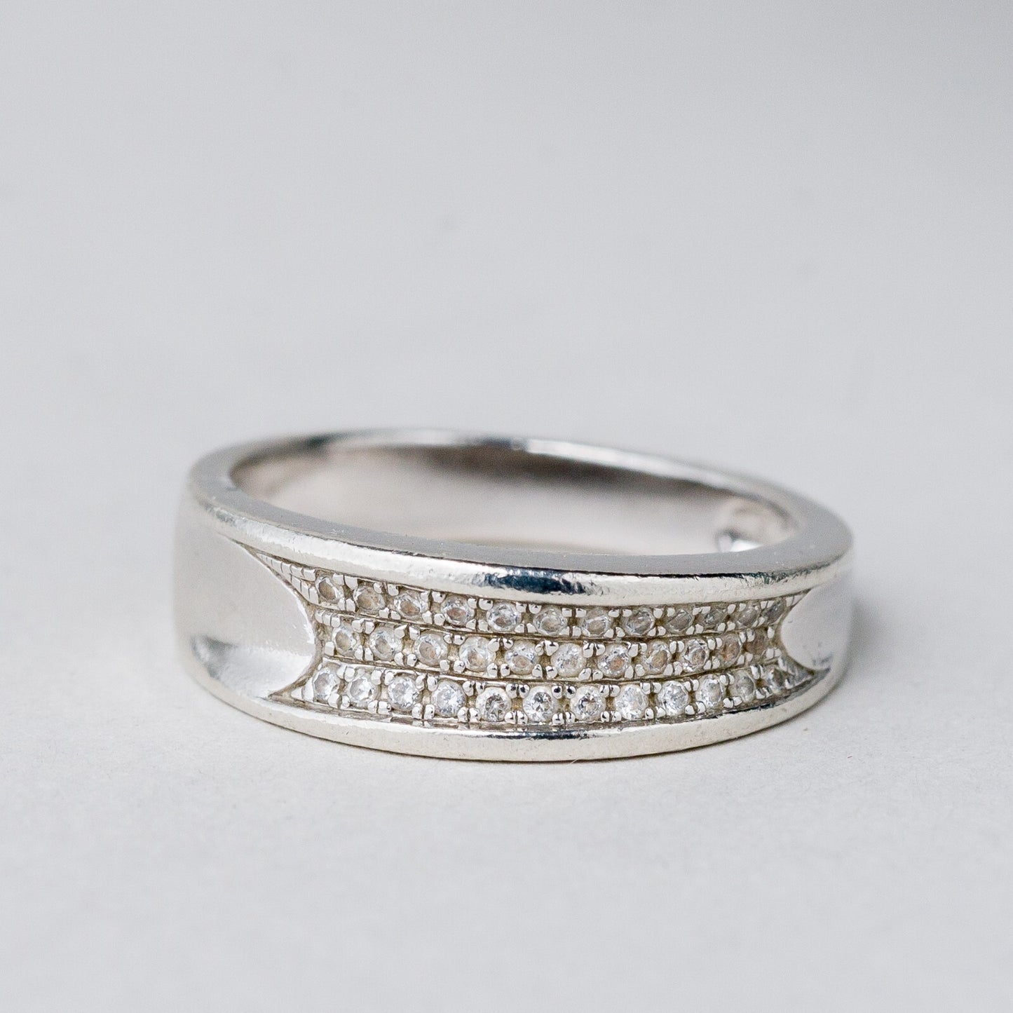 Silber Ring Weißer Stein Größe 55 (17,5 mm Ø) 3,76 g5