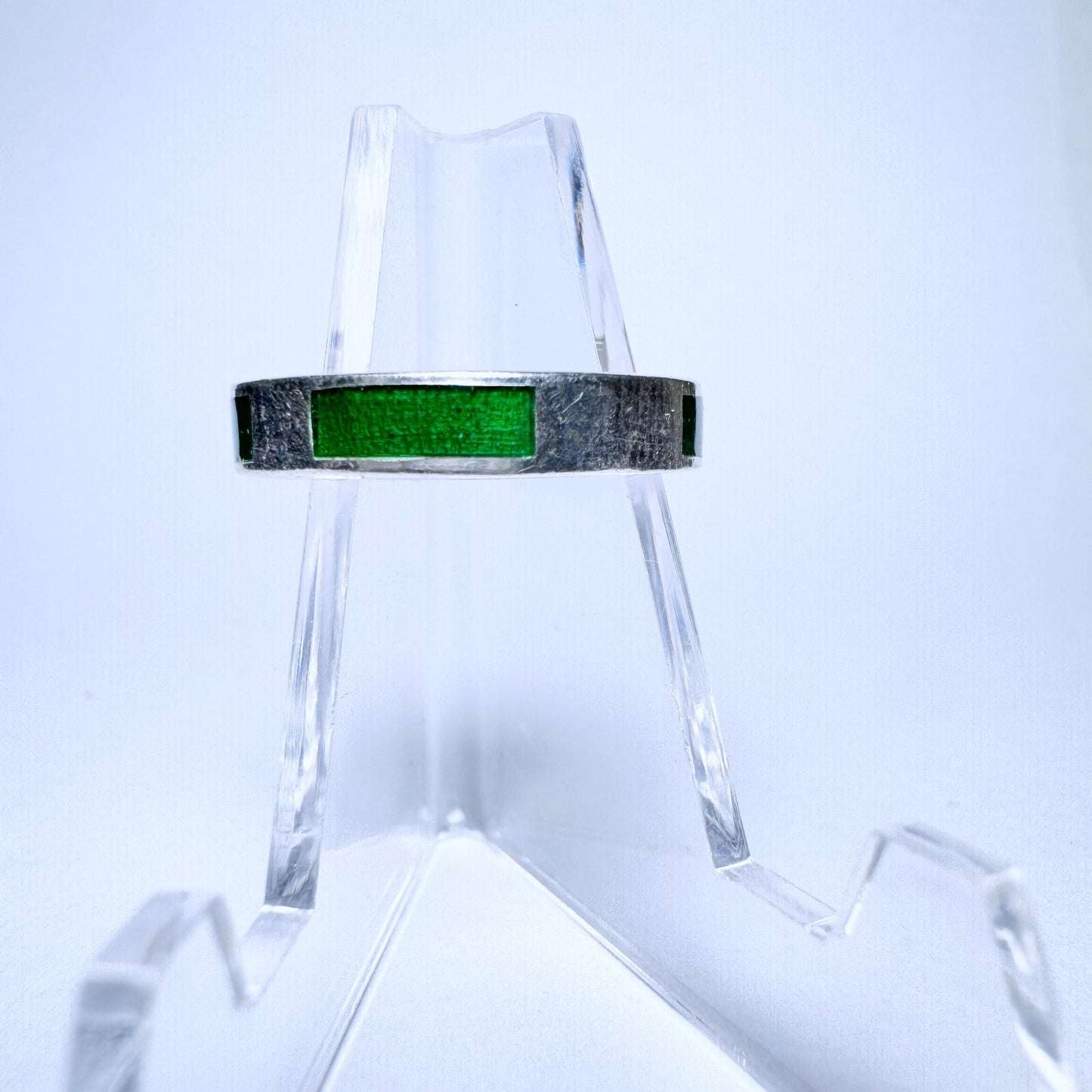 Ring 125er Silber Größe 55 mit grüner Emaille 3,60g0