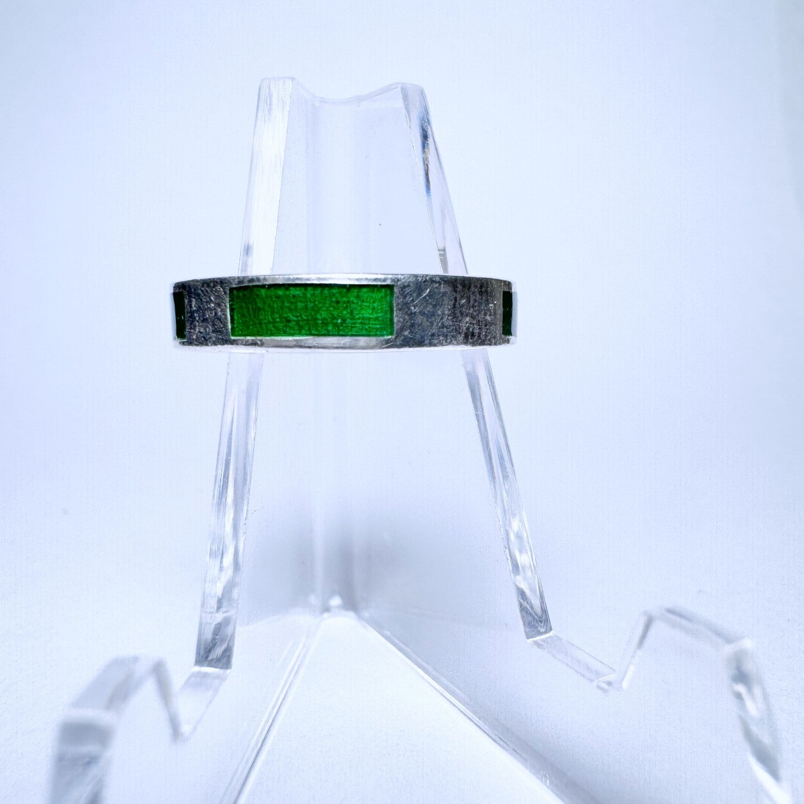 Ring 125er Silber Größe 55 mit grüner Emaille 3,60g0
