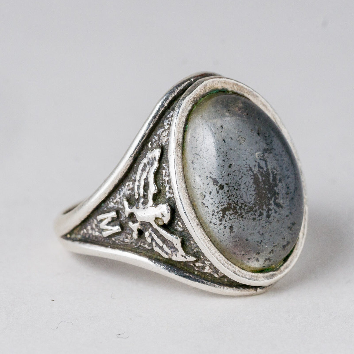 Silber Ring 925 Farbloser Stein Größe 61 (19,4 mm Ø) 9,87 g5