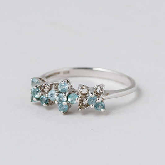 Silber Ring 925 Blaue Steine Größe 55 (17,5 mm Ø) 1,68 g0
