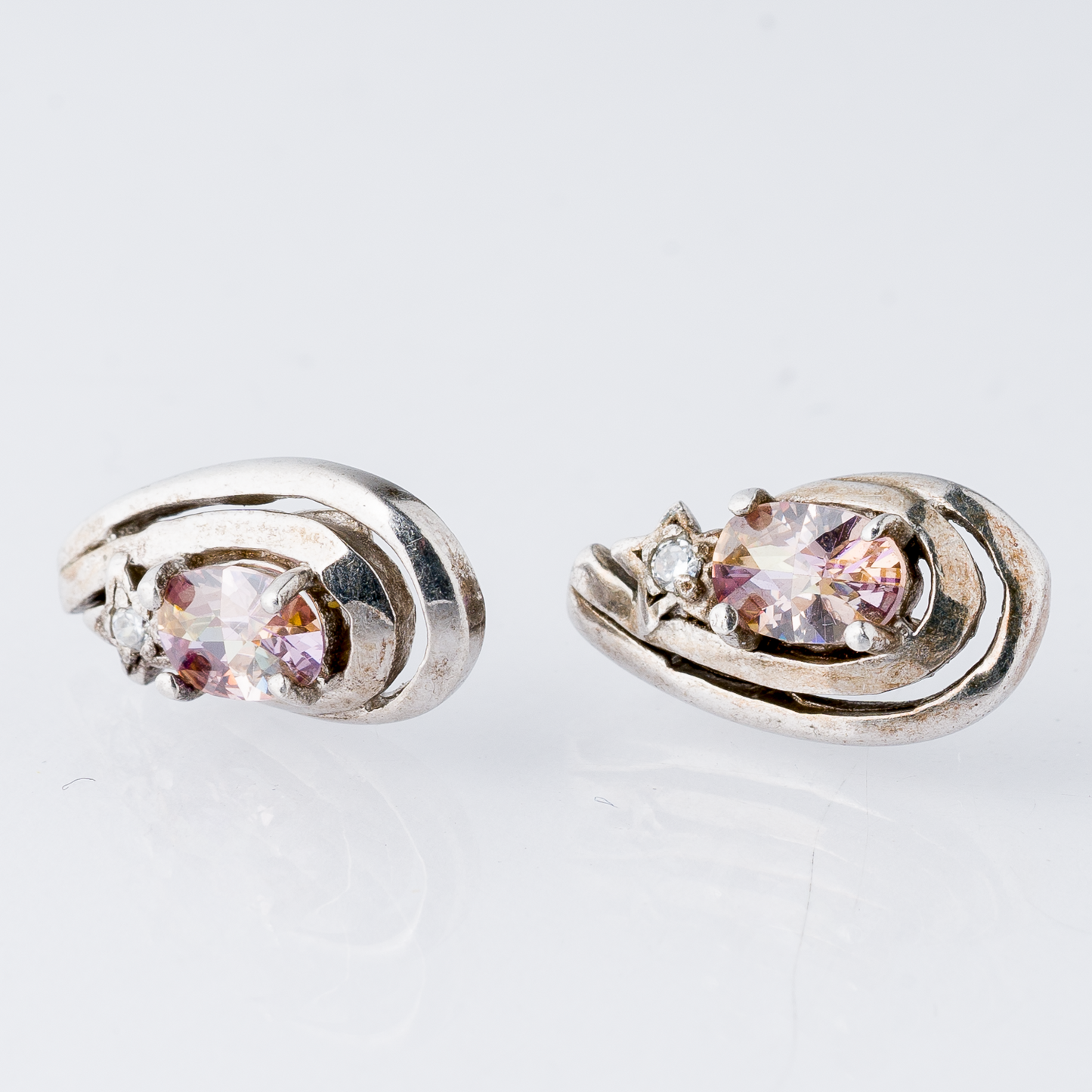 Ohrringe Ohrstecker Rosa Stein 925er Silber 2,71 g0