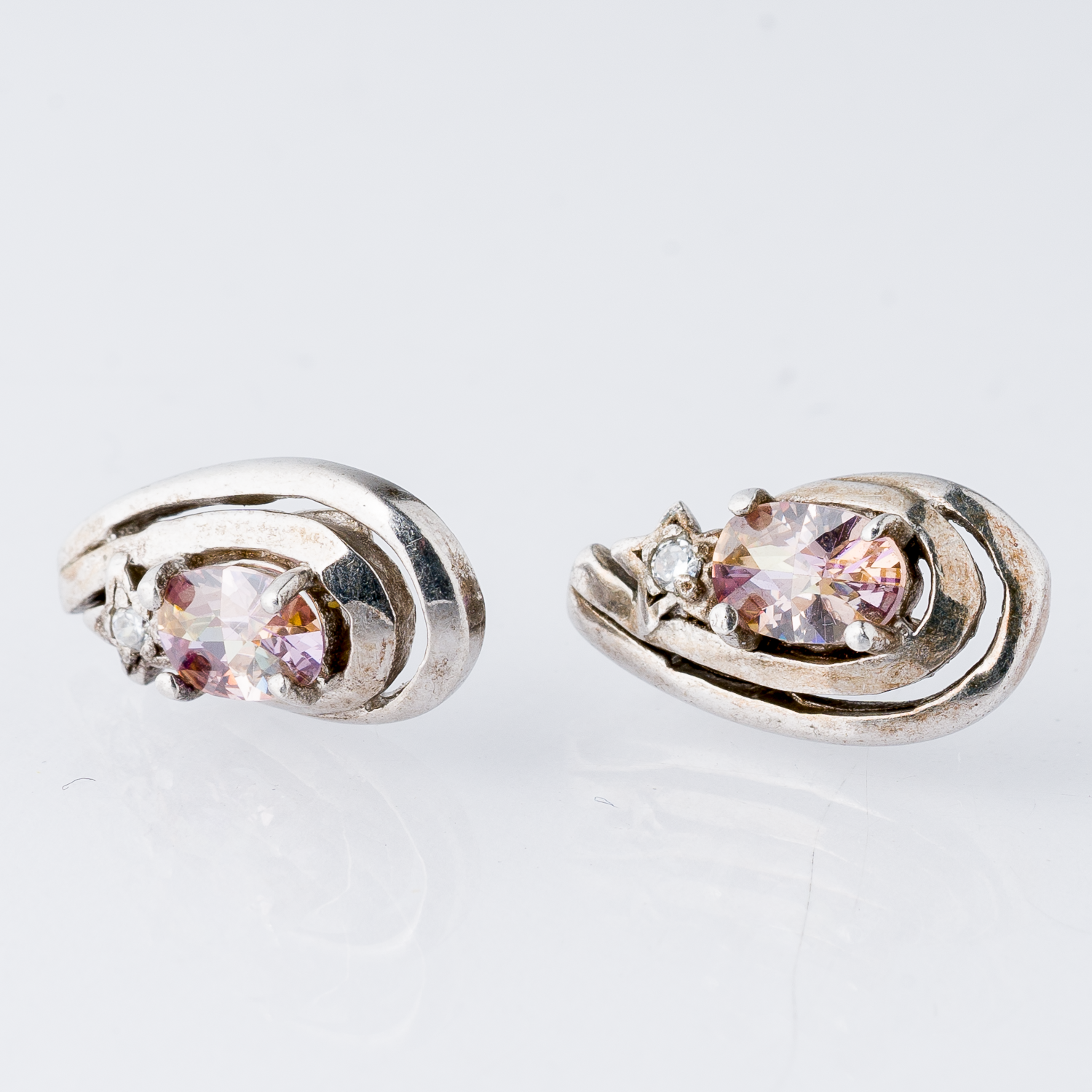 Ohrringe Ohrstecker Rosa Stein 925er Silber 2,71 g0