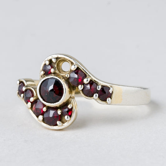 Silber Ring 900 Rote Steine Größe 60 (19,1 mm Ø) 3,39 g0