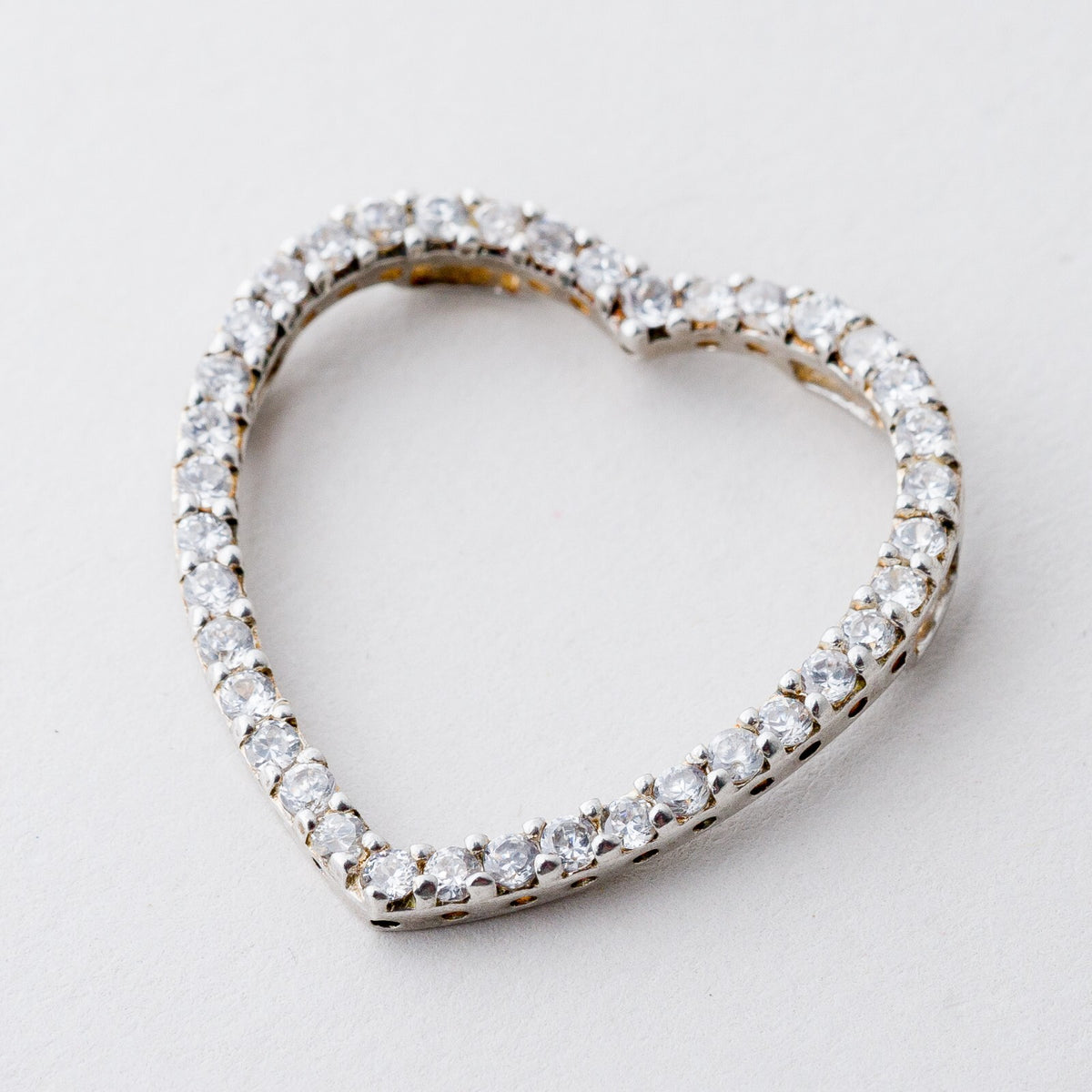 Anhänger Silber 925 Herz Weiße Steine 2,9 cm 3,81 g0