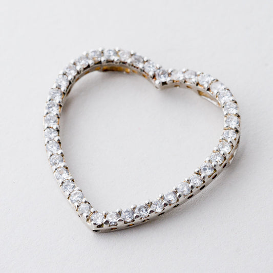 Anhänger Silber 925 Herz Weiße Steine 2,9 cm 3,81 g0