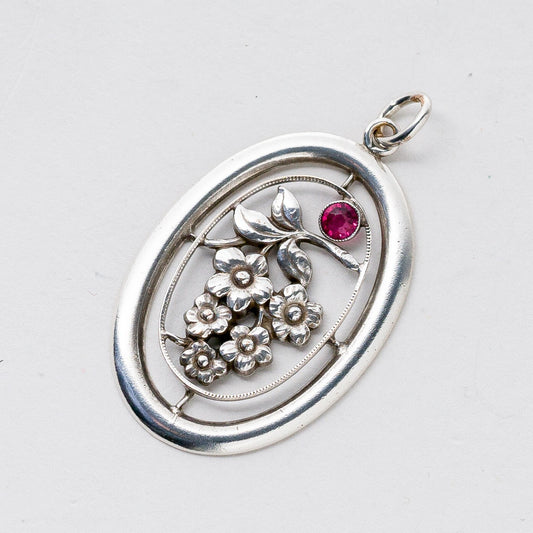 Silber Anhänger Kettenanhänger Roter Stein 4,19 g0