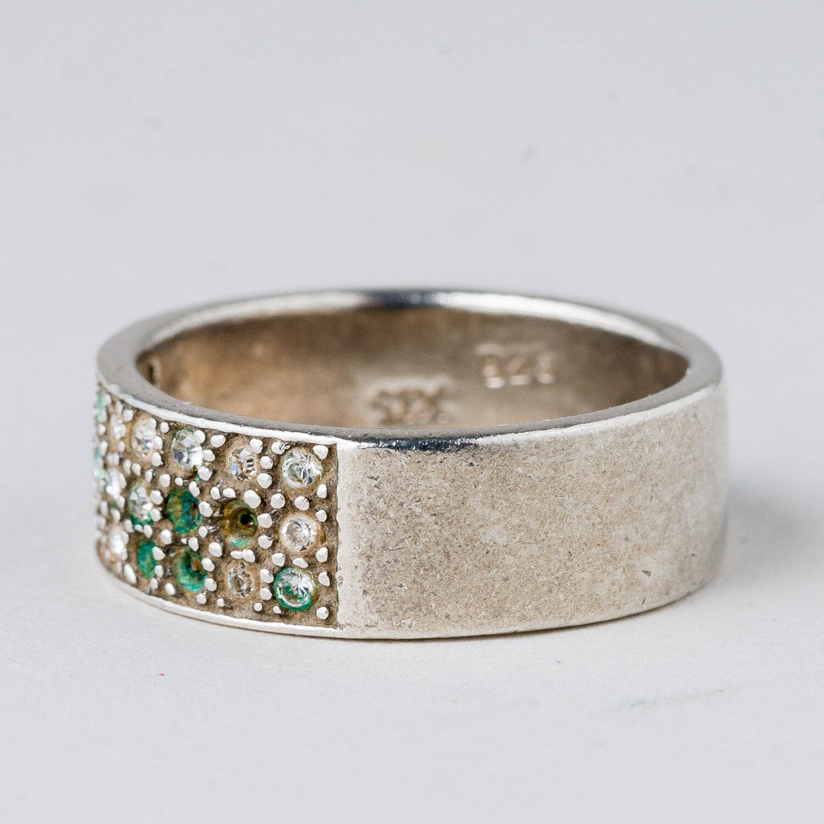 Silber Ring 925 Weiße Steine Größe 55 (17,5 mm Ø) 5,55 g4