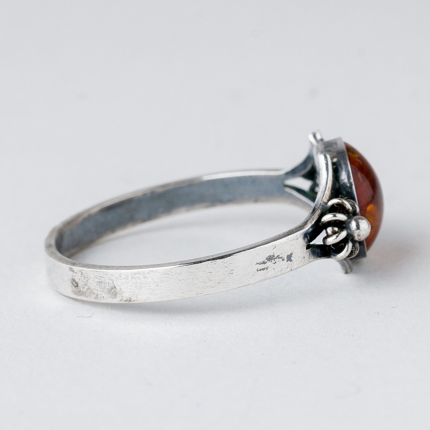 Silber Ring 800 Bernstein Größe 62 (19,7 mm Ø) 2,03 g2