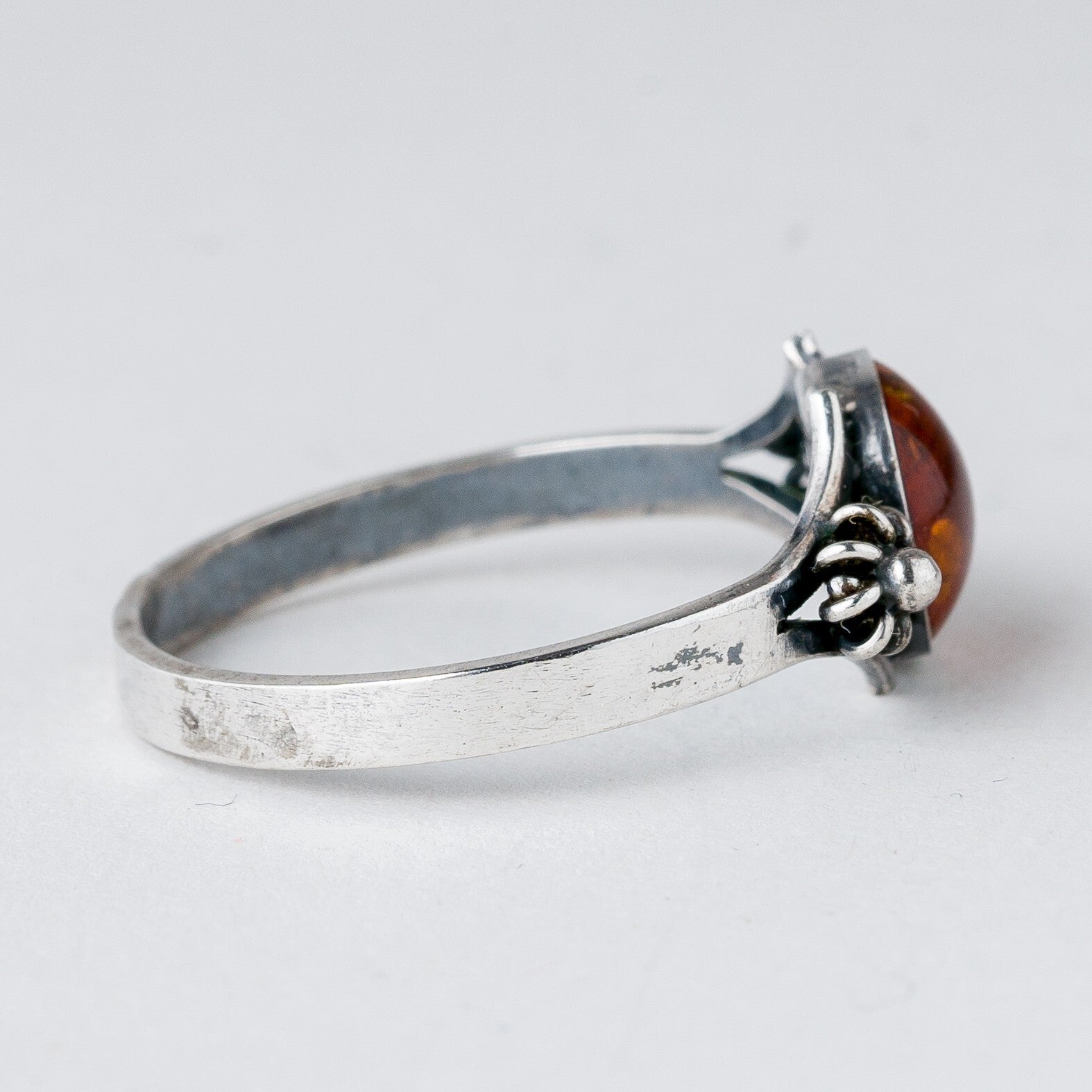 Silber Ring 800 Bernstein Größe 62 (19,7 mm Ø) 2,03 g2