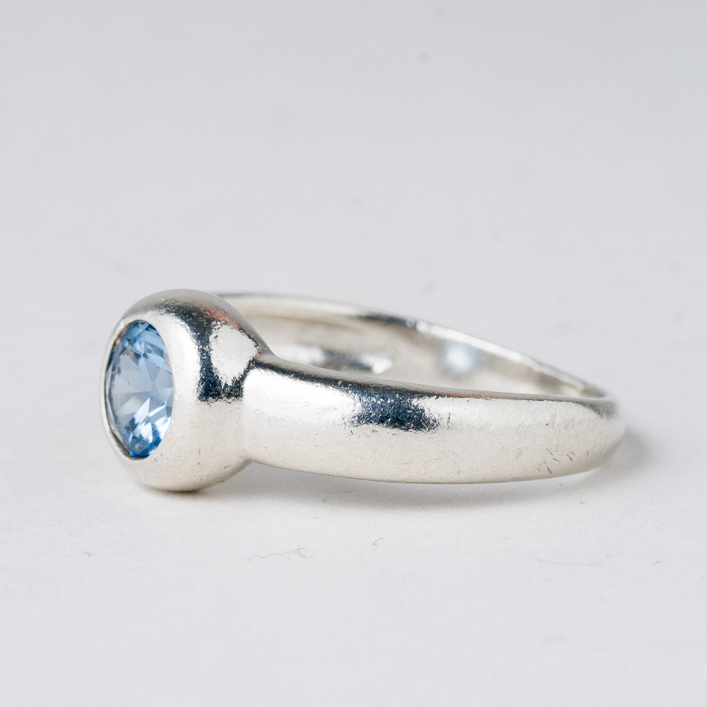 Silber Ring 925 Blauer Stein Größe 58 (18,4 mm Ø) 3,78 g4