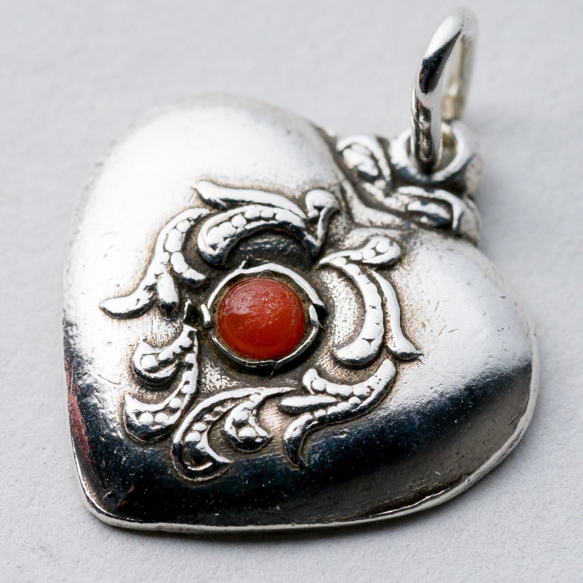 Anhänger Silber 900 Roter Stein Herz 2 cm 2,83 g2